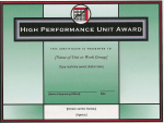 Thumbnail of High Performance Unit Award certificate