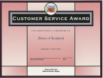 Thumbnail of Customer Service Award certificate